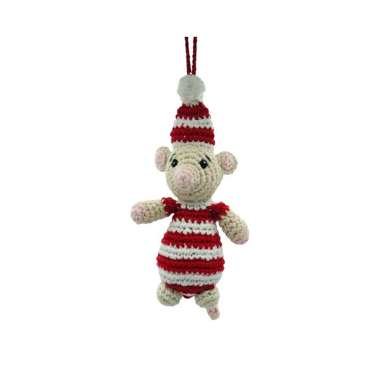 Mouse Christmas Decoration, Fair Trade Handmade Crochet